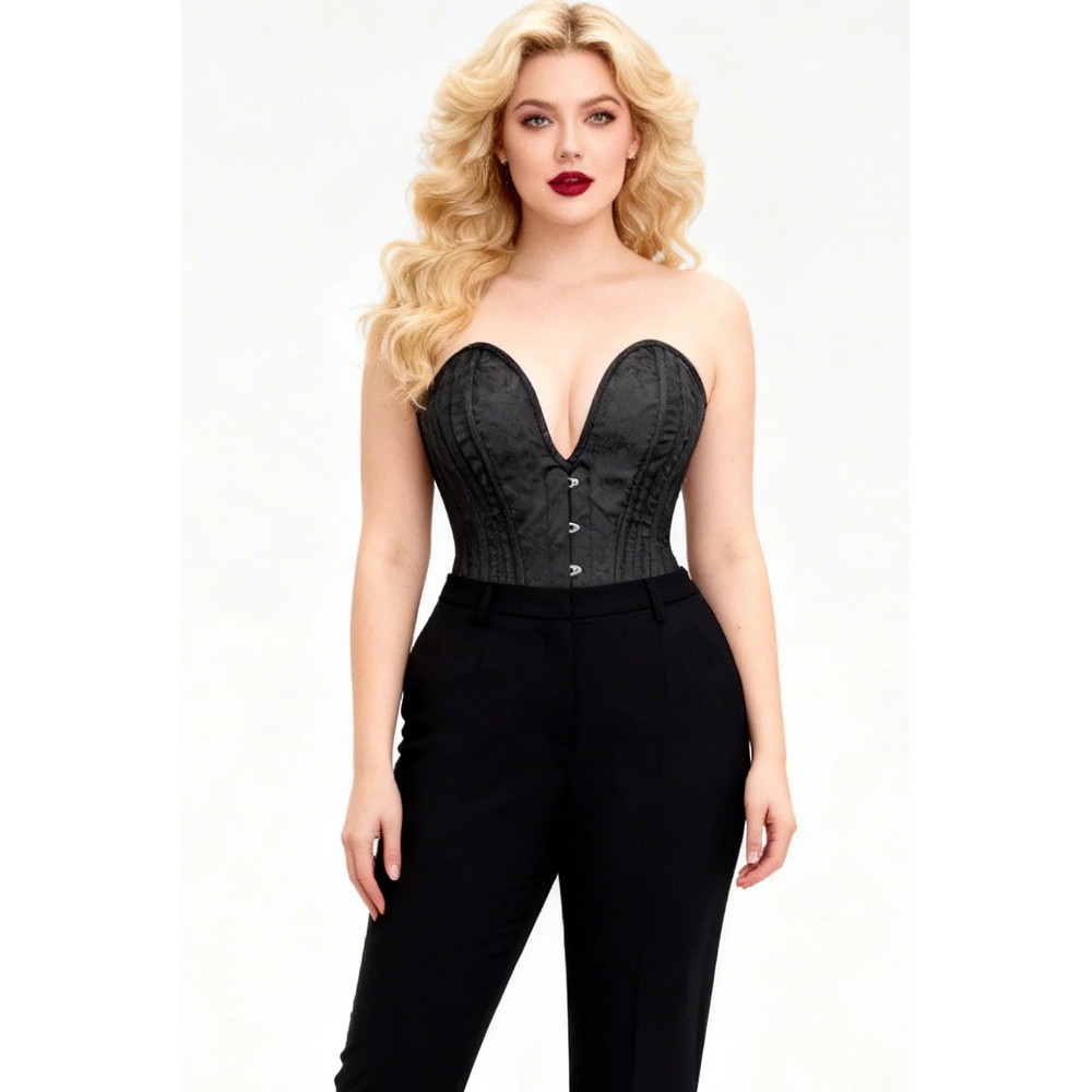 Attitude Corsets - Hiroko Midnight Overbust korset - Zwart
